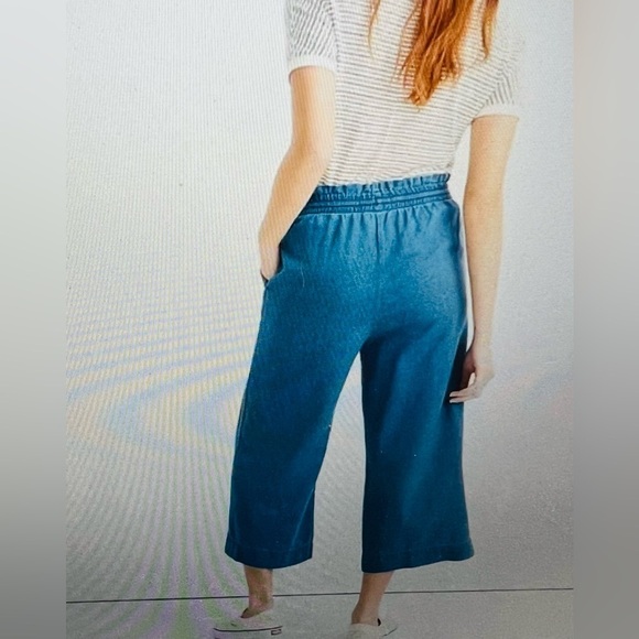 Madewell Huston Pull-On Crop Pants Capri Wide Leg Indigo Small Spring Fashion - Picture 4 of 13